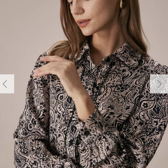 RIHOAS The Khaki Collared Cashew Flower Print Shirt 3 - Picture 1 of 6